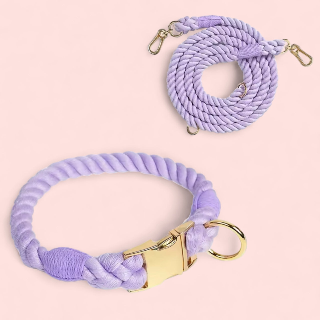 Hundehalsband & Hundeleine Set LILA LAVENDEL